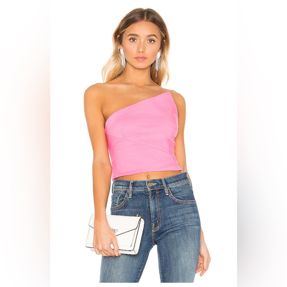 Superdown Quincy Strapless Top in Hot Pink